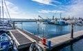 Grab Dredger C H Horn at work dredging Poole Harbour marina in Dorset, UK