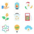 Pack of Eco and Energy Flat Icons