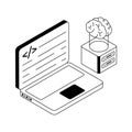 Grab this isometric icon showing coding software screen Royalty Free Stock Photo