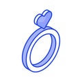 Grab this isometric icon of valentine Ring, Heart ring vector design