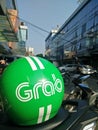 Grab logo on helmet