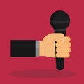 Grab microphone in hand vector