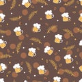 Grab Your Beer and Party Vector Graphic Seamless Pattern