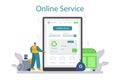 Grabage collector online service or platform. Cleaning work emtying