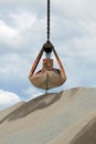 Grabber crane with aggragate Royalty Free Stock Photo