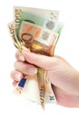 Grabbing Euro Banknotes Royalty Free Stock Photo