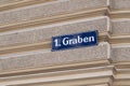 Graben street sign on old building in viennese old town