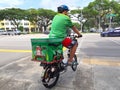 Singapore : GrabFood Delivery Rider on electric bike
