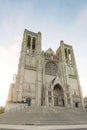 San Francisco, CA / United States - Aug. 25, 2019: a vertical view of Grace Cathedral, an Episcopal cathedral on Nob Hill, San