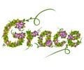 Grace, Christian word, flower letters.