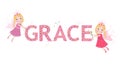 Grace female name with cute fairy