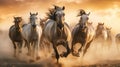 Grace in Motion: Majestic Horses Galloping Through an Expansive Landscape