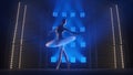 Graceful ballerina dancing elements of classical ballet choreography in white tutu and pointe shoes. Silhouette of young Royalty Free Stock Photo