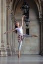 Graceful ballerina dancing in a palace Royalty Free Stock Photo