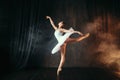 Ballerina in white dress dancing in ballet class Royalty Free Stock Photo