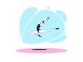 Graceful ballerina woman in outline minimalist style. Ballet dancer jumps and flies in the air Royalty Free Stock Photo