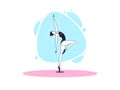 Graceful ballerina woman in outline minimalist style. Ballet dancer stands on one leg, bends back and looks up