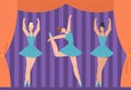 Graceful ballerinas in tutus dancing on stage of theater Royalty Free Stock Photo