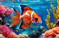 Graceful Ballet of Tropical Fish in Vibrant Coral Reef Waters: A Mesmerizing Underwater Symphony. Royalty Free Stock Photo