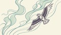 Graceful Bird in Flight Amidst Flowing Abstract Elements, vector design Generative AI Royalty Free Stock Photo