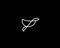 Graceful bird linear logo. Falcon hawk logotype. Creative eagle sign. Black and white symbol. Vector illustration.