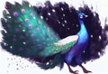 Graceful bird peacock proudly spread its tail. AI Generated