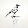 Graceful Bird Sketch On Wood With Depth Of Field