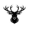 A Black Silhouette of Majestic Deer Head Isolated on White