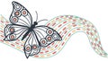 Graceful Butterfly on Abstract Wavy Ribbon Pattern, vector design Generative AI Royalty Free Stock Photo