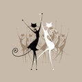 Graceful cats dancing, illustration