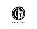 Graceful Circle G Letter Floral Logo. Luxury G Swirl Circle Logo Icon