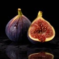 Graceful Compositions: Two Figs On A Reflective Surface Royalty Free Stock Photo