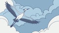 Graceful Crane Soaring Through a Cloudy Sky, Freedom of Flight, vector design Generative AI Royalty Free Stock Photo