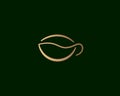 Graceful a cup of coffee logo icon vector design. Elegant solid gold linear luxury sign mark logotype.