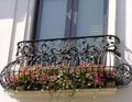 Graceful decorative wrought iron window lattice