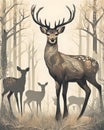 Graceful deer amidst forest landscape