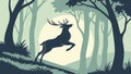 Graceful Deer in Misty Forest: Wilderness and Tranquility, vector design Generative AI Royalty Free Stock Photo