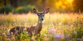 Graceful Deer Among Wildflowers in a Sunny Field Generative By AI