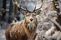 graceful deer in the winter forest