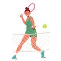 Graceful And Determined Female Character Glides Across The Court With Precision. Her Powerful Stroke And Agile Movements