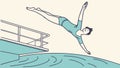 Graceful Diver Mid-Air Simplified Vector, vector design Generative AI Royalty Free Stock Photo