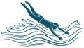 Graceful diver plunges headfirst into refreshing water, vector design Generative AI Royalty Free Stock Photo