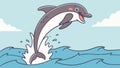 Graceful Dolphin Leaping Out of Ocean Waves, vector design Generative AI Royalty Free Stock Photo