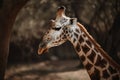 A graceful and elegant Giraffe stretching its long neck, showing off its graceful and elegant nature. Generative AI Royalty Free Stock Photo