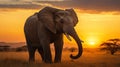 Graceful Elephant in Golden Light