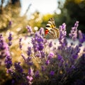 Graceful Encounter - Butterfly on Lavender