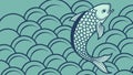 Graceful Fish in Dynamic Wave Pattern, vector design Generative AI Royalty Free Stock Photo