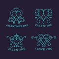 Graceful Floral Valentine Line Style Vector Heart