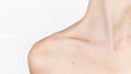 Graceful forms of the girl. Neck, shoulder and collarbone, of a young beautiful woman near. The concept of beauty, skin and body