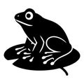 Graceful frog rests calmly on lily pad in simple silhouette Royalty Free Stock Photo